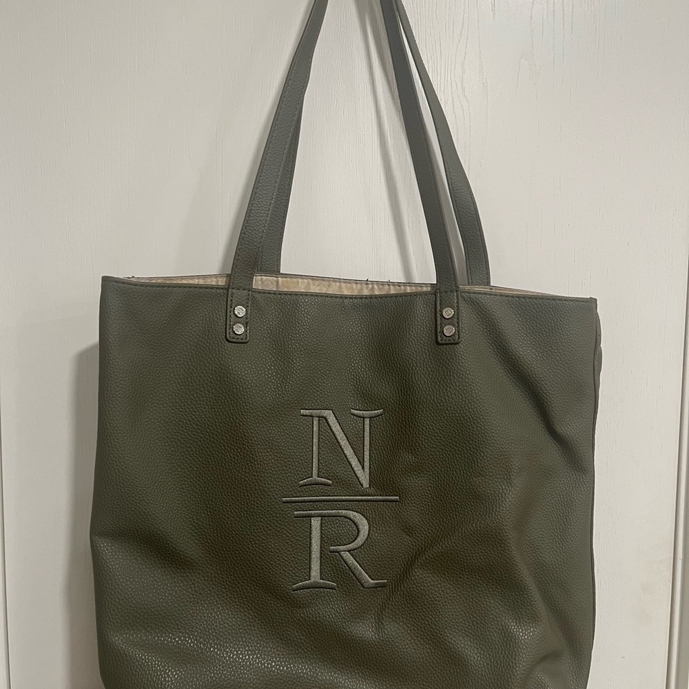 Olive Green Thirty-One Monogram Tote Bag—NR